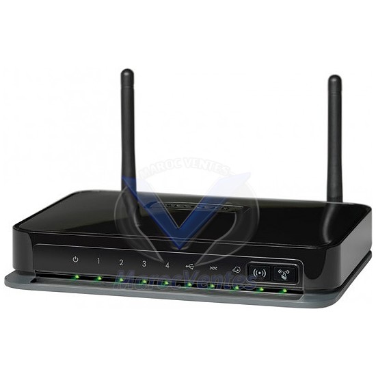 Modem Routeur Wireless-N 300  ADSL + 3G - 1 Port USB pour backup clé 3G - 1 Port ADSL2+ - 4 Ports LAN 10/100 DGN2200M