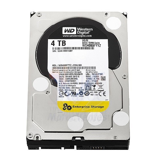 Disque Dur Interne  Red 4To 3,5" SATA 7200 trs/mn Haute Performance WD4000FYYZ