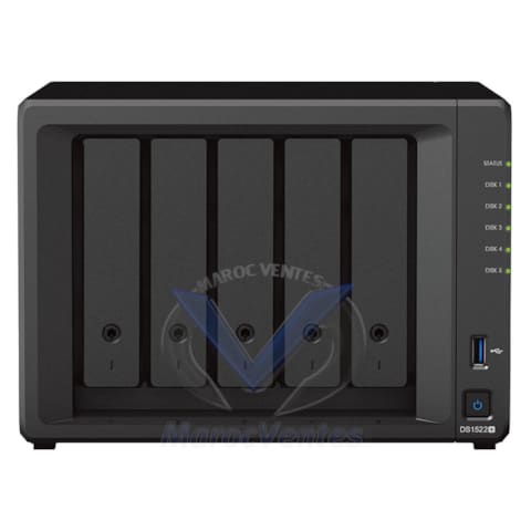 Serveur NAS DiskStation 5 Baies - 8 Go de RAM DDR4 ECC - AMD Ryzen R1600 DS1522+