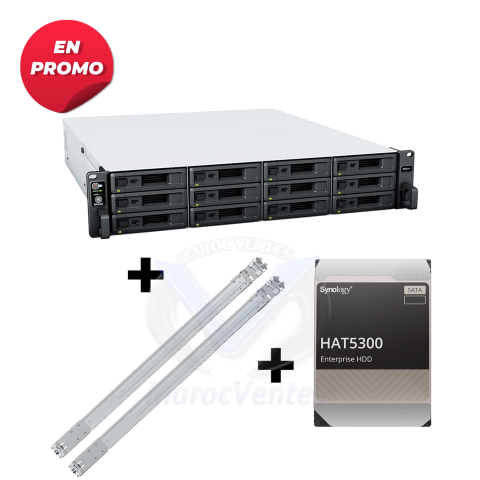 Promo RackStation RS2421plus 36M+4 Disques dur Synology 4TB SATA 3,5''+Rail kit RKS-02 DS5590