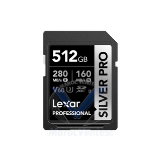 LEXAR CARTE SD SD Silver Pro 512GB Professional SILVER PRO SDXC™ UHS-II Card,up to 280MB/s read, 12M LSDSIPR512G-BNNNG