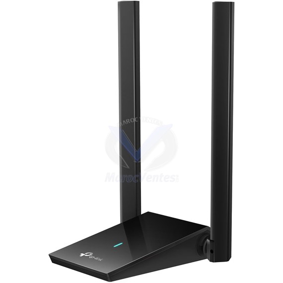 AX1800 High Gain Dual Band Wi-Fi 6 USB AdapterSPEED: 1201 Mbps at 5 GHz + 574 Mbps at 2.4 GHzSPEC: 2× High Gain External Antennas, USB 3.0, Extension CableFEATURE: MU-MIMO, OFDMA, WPA3 ARCHERTX20UPLUS