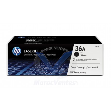 Cartouche de toner 36A 2-pack LaserJet Cartridge Noir CB436AF