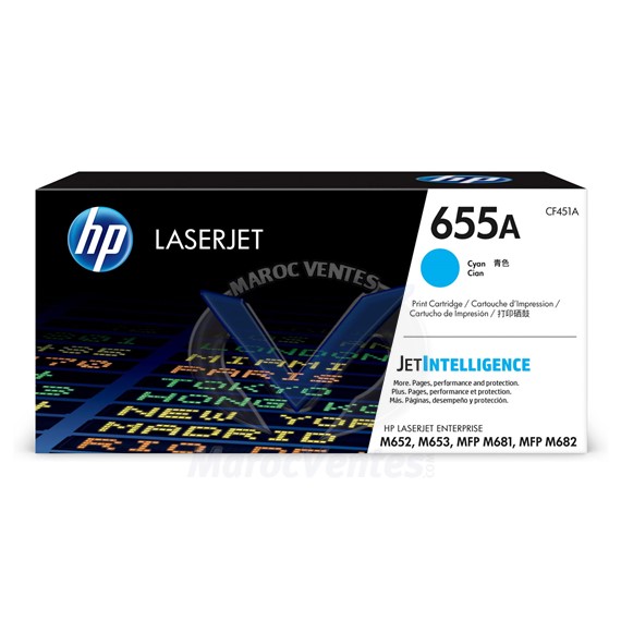 Cartouche de toner cyan 655A Original LaserJet 10 500 pages CF451A
