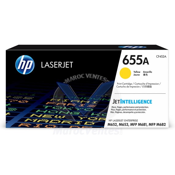 Cartouche toner 655A LaserJet jaune 10 500 pages CF452A