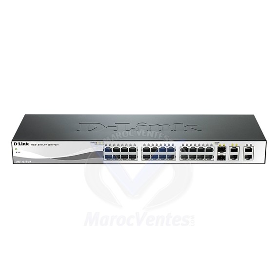 Smart Switch 24 Ports 10/100Mbps PoE 02 Ports Gigabit + 02Ports SFP Rackable boitier méttalique DES-1210-28P