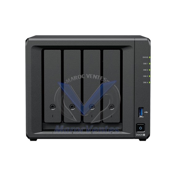 Serveur NAS TWR Processeur Intel-J4125 4 coeurs 2 Ghz Raid Software RAM 2 Go 36 Mois DS425+