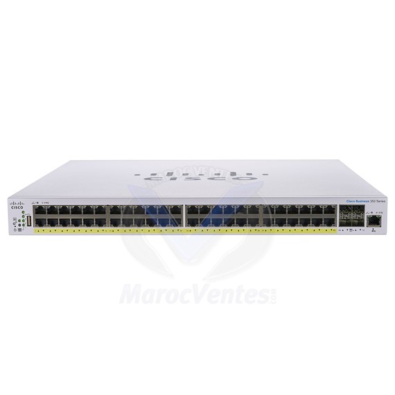 Switch web manageable niveau 3 48 ports PoE+ 10/100/1000 Mbps + 4 logements SFP CBS350-48FP-4G-EU