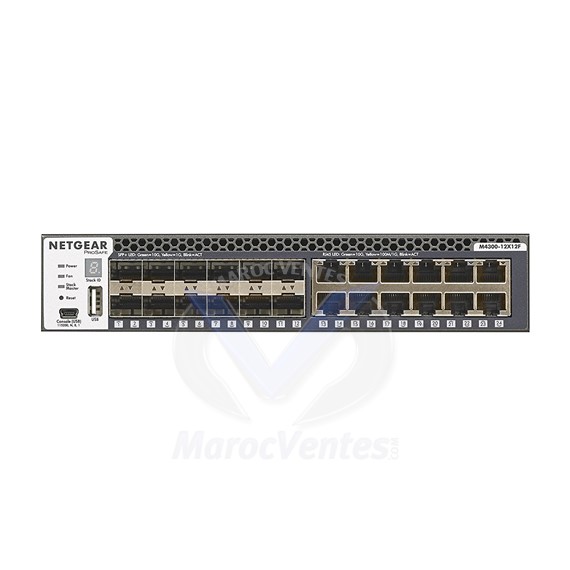 Switch manageable et stackable 24 x 10 Gigabit demi-largeur avec 12 x 10 Gigabit cuivre et 12 x SFP+ Niveau 3 XSM4324S