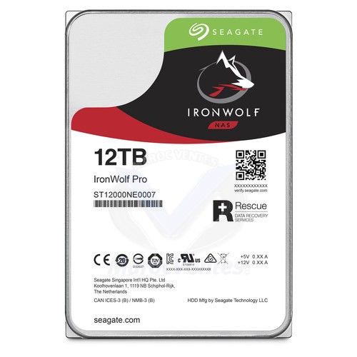 Disque dur 12 To IronWolf Pro 7200 tr / min NAS interne 3.5" SATA ST12000NE0007