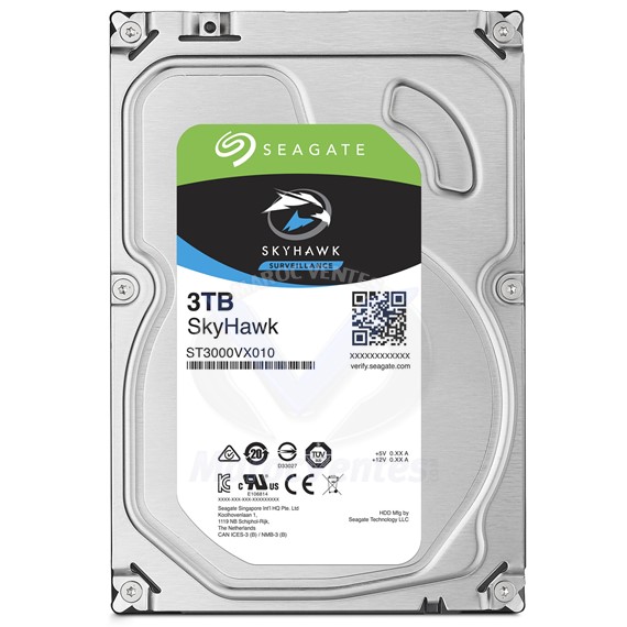 Disque dur SkyHawk  3.5" 3 To 7200 RPM 64 Mo Serial ATA 6 Gb/s pour Vidéosurveillance ST3000VX010