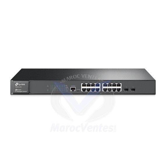 Switch JetStream™ administrable niveau 2+ - 16 ports Gigabit PoE avec 2 emplacements combinés SFP T2600G-18TS(TL-SG3216)
