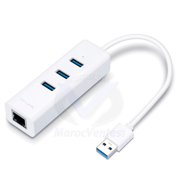 Adaptateur réseau USB 3.0 Gigabit Ethernet + hub 3 ports USB 3.0 UE330