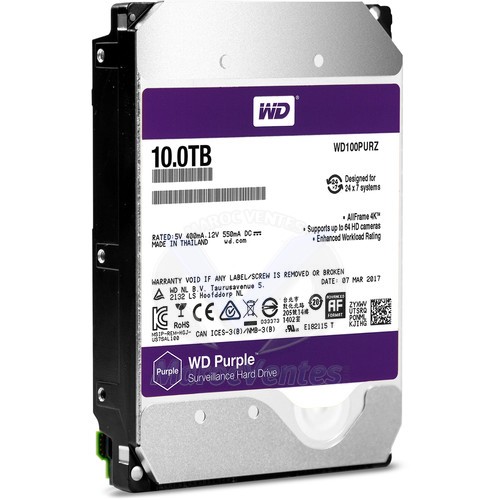 Disque dur de surveillance interne 3,5" SATA III 10TB Purple 5400 rpm WD100PURZ