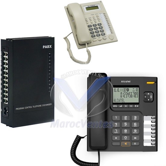 Autocommutateur 3 Lignes RTC + 1 Key Téléphone + 3 Alcatel T76CE Pack-Panafone-MK308