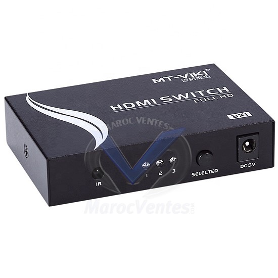 SELECTEUR HDMI 3 EN 1 SORTIE 4K 30HZ AVEC TÉLÉCOMMANDE IR MT-VIKI MT-SW301-MH