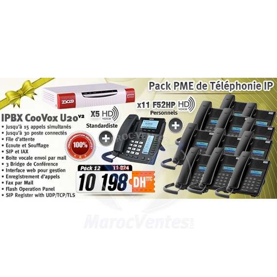 IPBX Asterisk a 2 Lignes avec 12 Postes IP