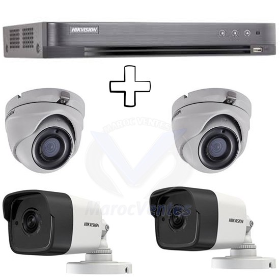 1 DVR TURBO HD 3.0  4 Entrées + 2 CAMERAS DOME TURBO HD 3MP + 2 CAMERAS 3MP EXIR Bullet PACK-4-HD