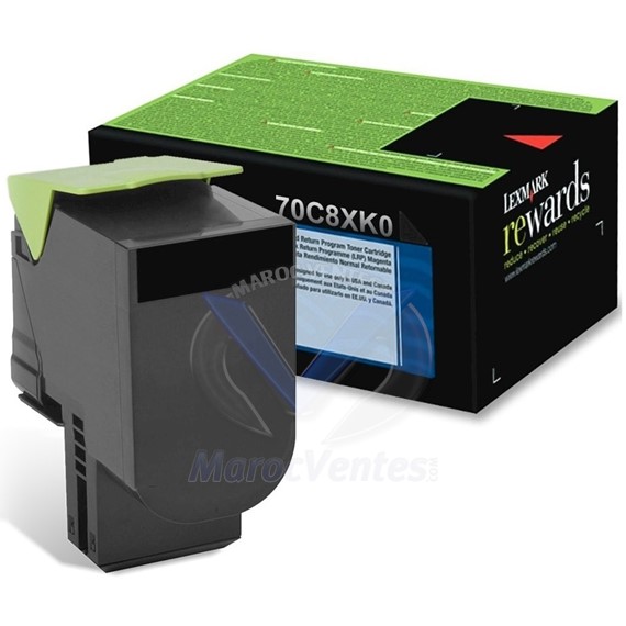 Toner Lexmark 708XK noir extra longue durée 8 000 pages 70C8XK0