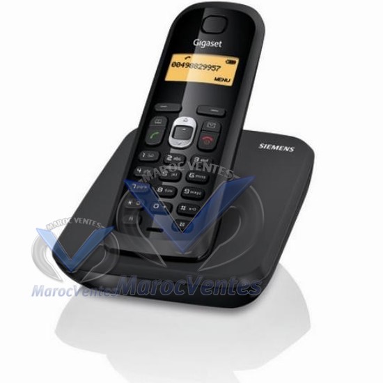 Gigaset Téléphone sans fil - DECT/GAP - Noir Laqué AS200