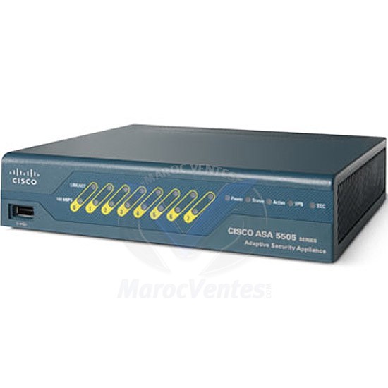 CISCO ASA 5505 Sec Plus Appliance with SW, UL Users, HA, DES ASA5505-SEC-BUN-K8