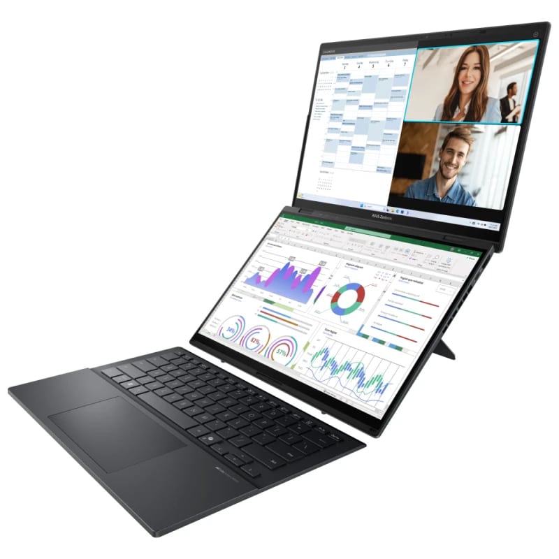 ASUS Zenbook DUO UX8406CA-PZ005W  Intel® Core™ Ultra 9-185H (24 Mo de cache, jusqu'à 5,10 GHz, 16 cœurs, 22 threads)Intel® AI Boost NPU, RAM  32GB LPDDR5X on board, 2TB SSD M.2 PCIe® Gen4, Ecran 14.0" 3K (2880 x 1800) OLED 16:10 aspect ratio, 120Hz refres