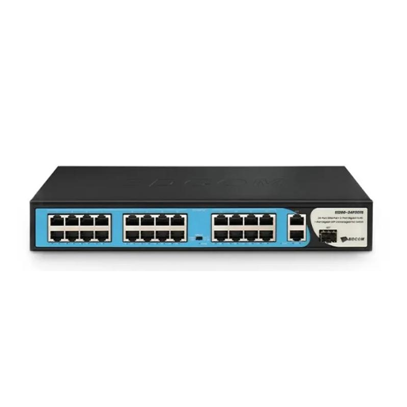 S1200-24P2G1S – Switch PoE+ 24 ports 100M avec 2 ports Gigabit RJ45 et SFP – BDCOM S1200-24P2G1S