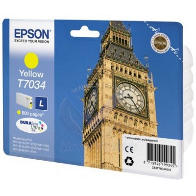 Epson Cartouche yellow L 800 Pages WF 4015DN/4025/4525DNF C13T70344010