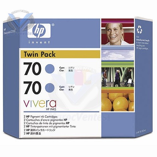 CARTOUCHE HP 70 CYAN 2 PACK Z2100-CARTOUCHE HP 70 CYAN 2 PACK Z2100