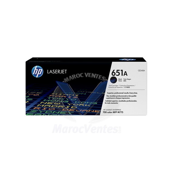Cartouche de tone 651A LaserJet noir original CE340A