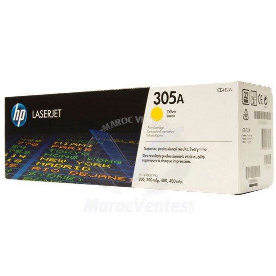 Cartouche authentique de toner jaune LaserJet HP 305A CE412A