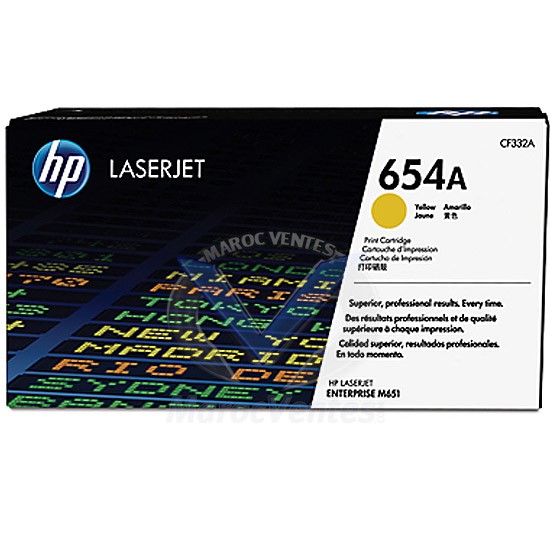 HP 654 Yellow Original LaserJet Toner Cartr Color Sph Techng CF332A
