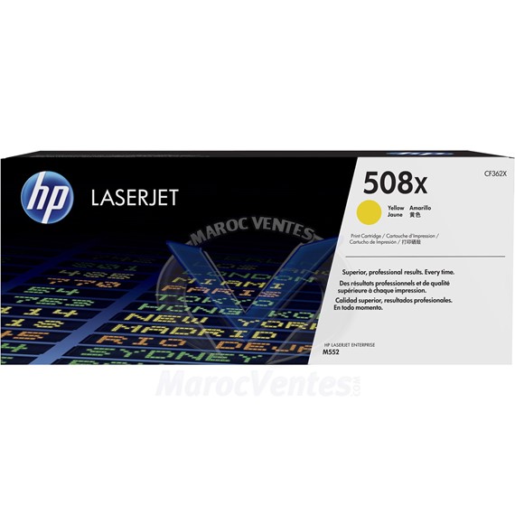 Cartouche de toner 508X jaune LaserJet originale haute capacité 9 500 pages CF362X