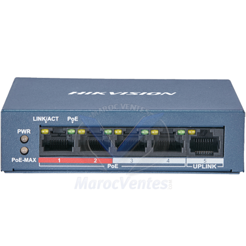 Switch 5 Ports PoE 10/100 Non Géré DS-3E0105P-E-M-B