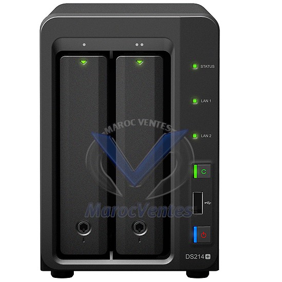 Serveur NAS en Rack Dual Core 1.33 Ghz 1 Go Ram 2 LAN Gigabit 2 USB 3.0 12 To Max eSATA DS214+