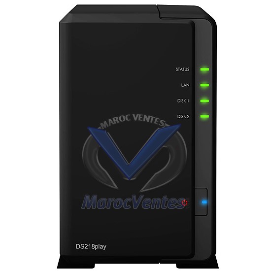 DiskStation Serveur NAS 2 Baies avec Transcodeur 4K 1 Go Ram DS218play