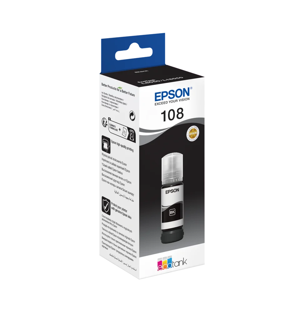 EPSON 108 EcoTank Black ink bottle pour L8050 C13T09C14A