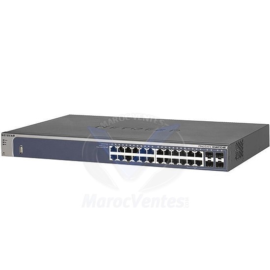 Switch Prosafe 24 Ports Gigabit - Manageable SNMP Niveau 2 et 2+ - 4 x SFP - 1 USB GSM7224-200