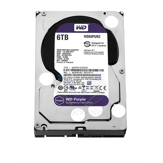 Disque dur interne 3.5” 6To 5400 tr/min SATA III Purple surveillance HDDWD021