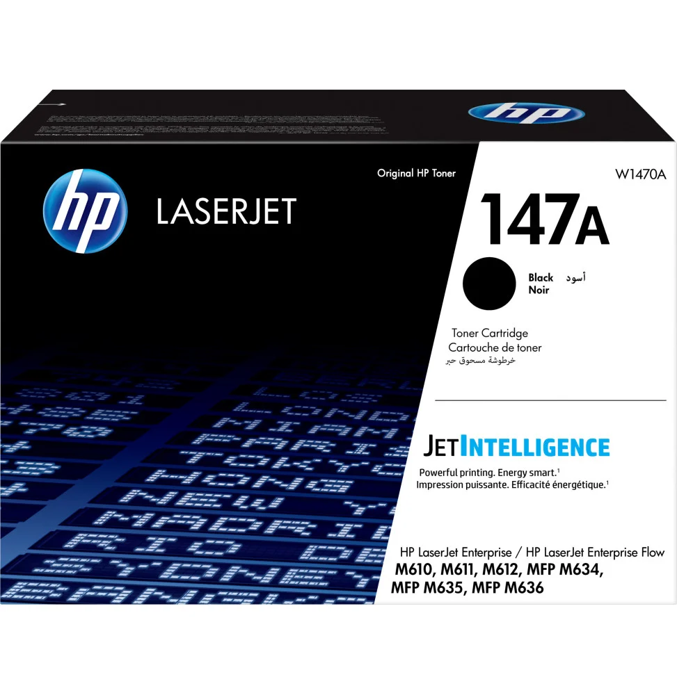 HP 147A Black LaserJet Toner Cartridge 10 500 Pages pour M610, M611, M612, MFP M635, MFP M636 W1470A