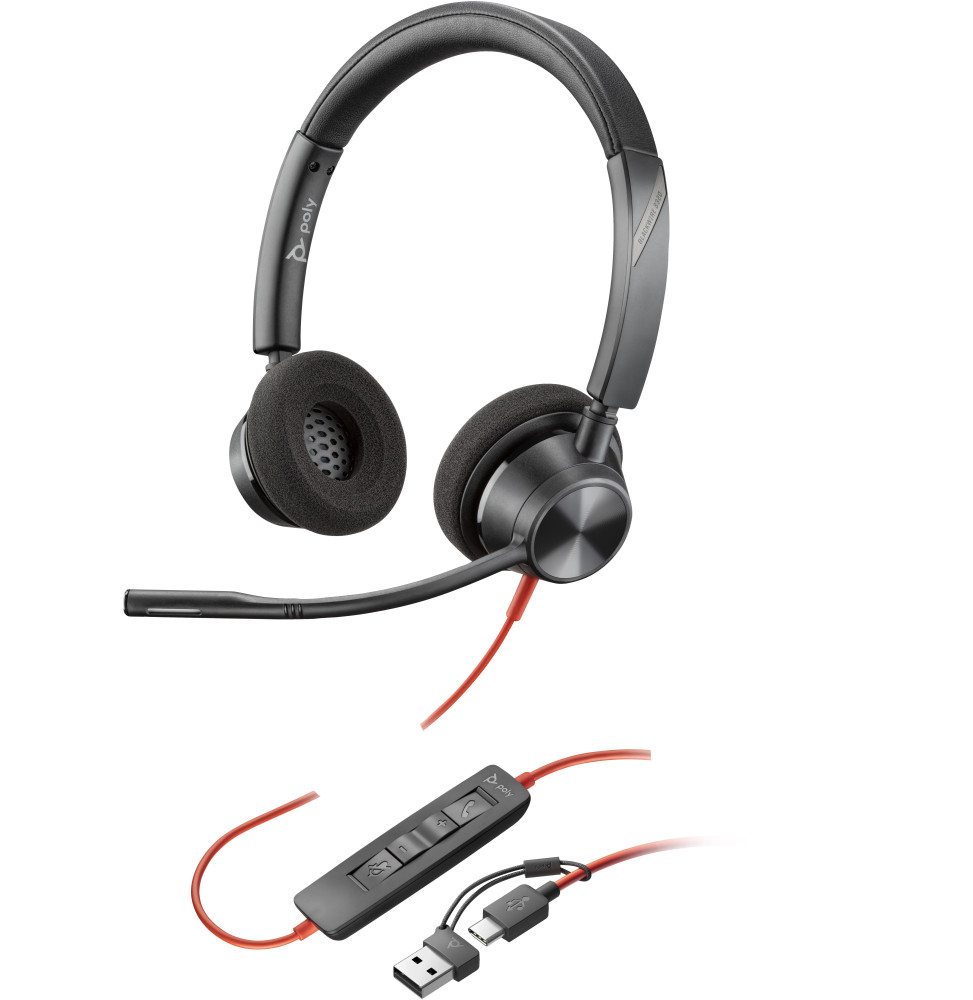 Blackwire 3320 Stereo USB-C Headset + USB-C/A Adapter 8X219AA