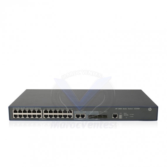 Switch 24 x 10/100 + 4 x Gigabit SFP + 2 x combiné 1000Base-T C3 Géré Montable sur rack JG299B