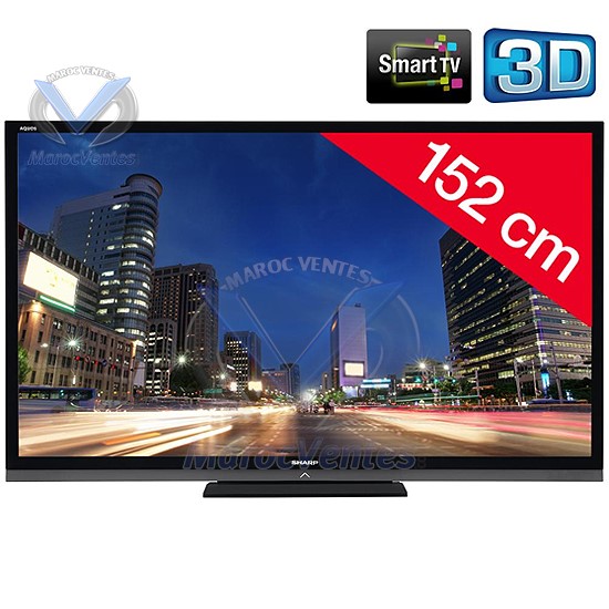 résolution 1920 x 1080, Rétro-éclairage par LED, 60" (152 cm), 4 entrées HDMI, Indice fluidité constructeur : Backlight 100Hz LC-60LE740E