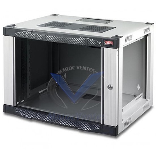 COFFRET NETBOX 19’’ Profondeur 600mm 7U 9U 12U 16U 20U avec Porte en Verre LN-WM07U6060-BL-111