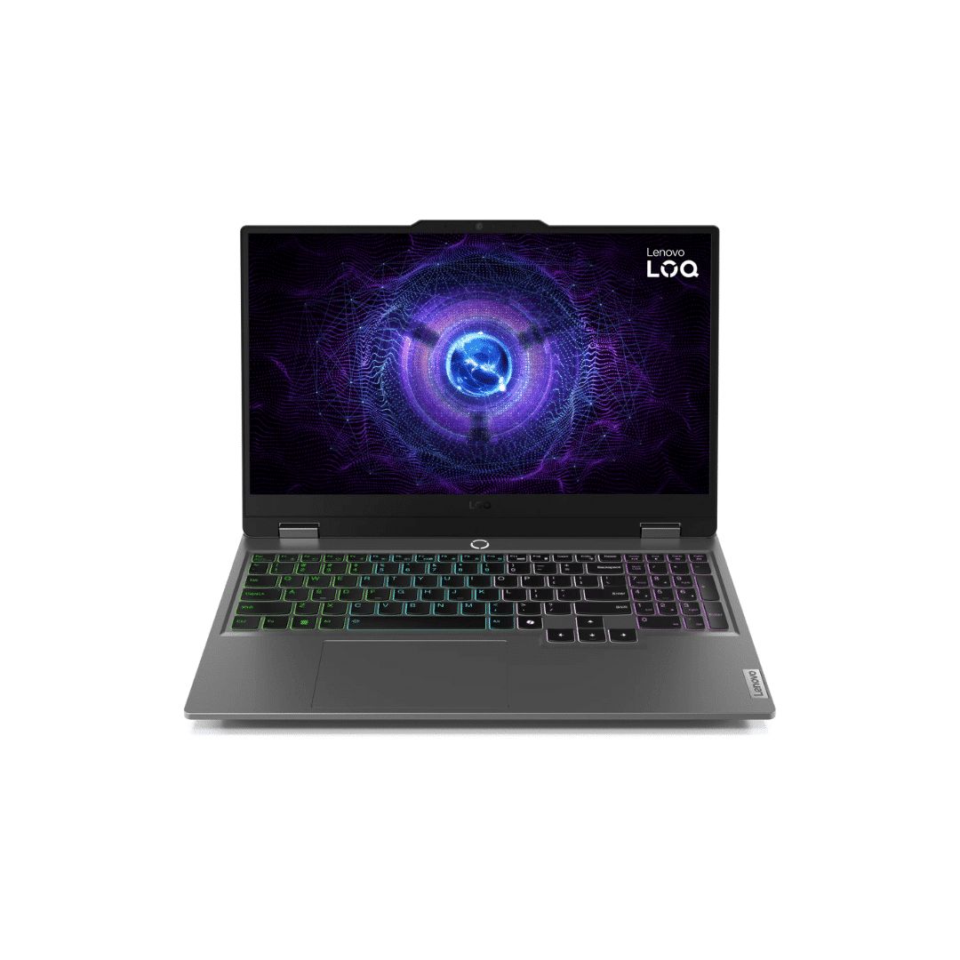 LENOVO LOQ 15IRX9, Intel Core™ i7-13650HX (14C (6P + 8E) / 20T, P-core up to 4.9GHz, E-core up to 3.6GHz, 24MB Intel Smart Cache) PC de jeu alimenté par l’IA, 24 GB (2x 12 Go) SODIMM DDR5-4800,  512 Go SSD M.2 2242 PCIe® 4.0x4 NVMe®, 15,6" FHD (1920x1080)