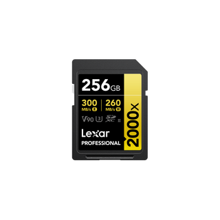 LEXAR CARTE SD SD2000X 256GB Professional 2000x SDHC™ UHS-II cards,up to 300MB/s read 260MB/s wr 12M LSD2000256G-BNNNG