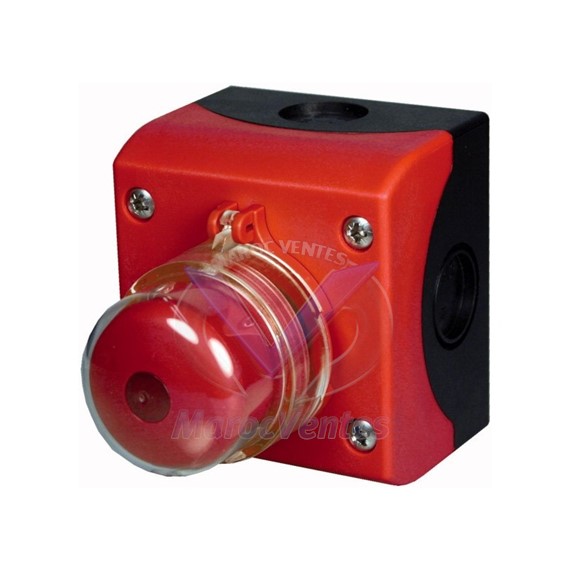 Interrupteur pompiers PV 1F+1O rouge M22-SOL-PVLPL11-230Q
