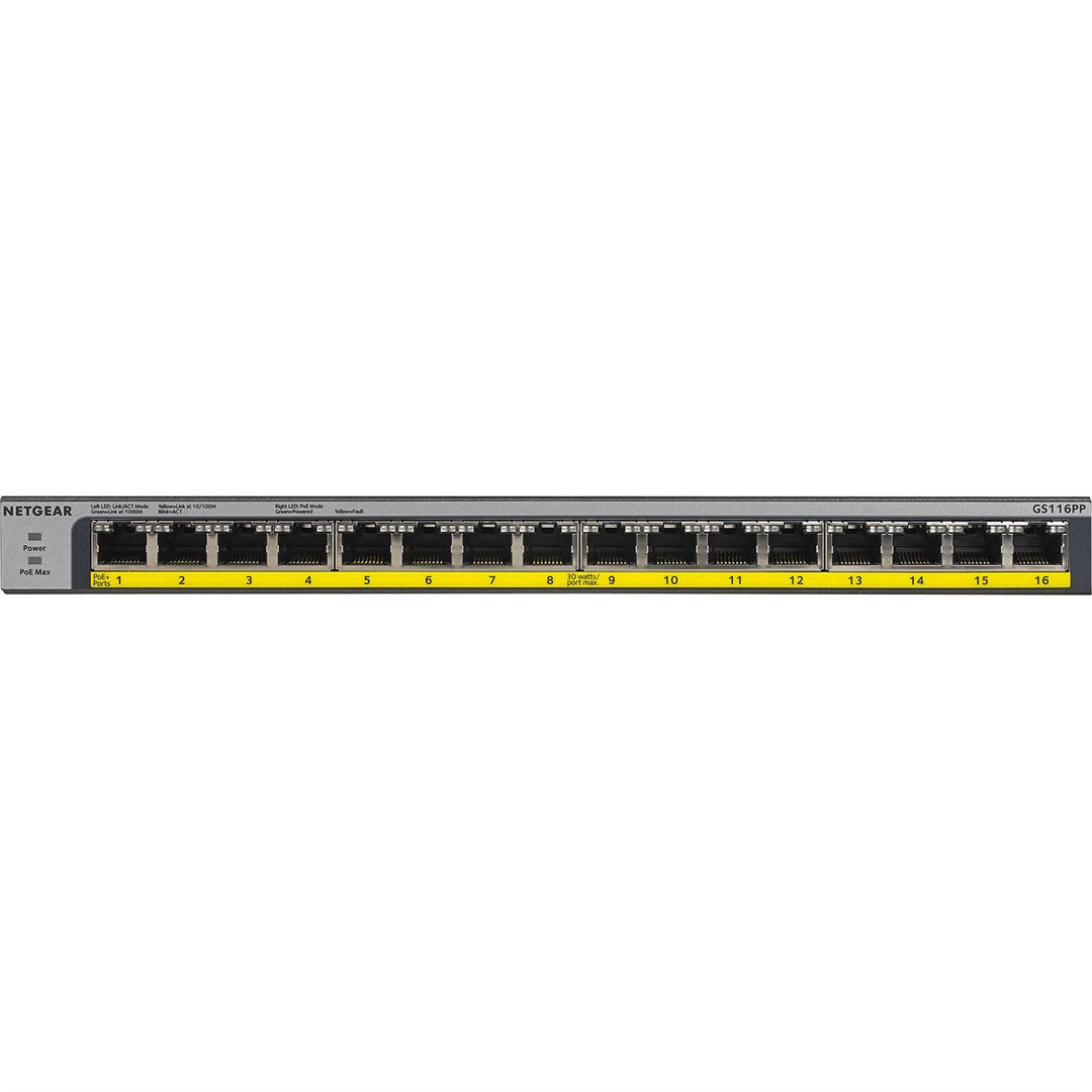 SWITCH NON MANAGEABLE 16 PORTS GIGABIT POE+ 183W GS116PP-100EUS