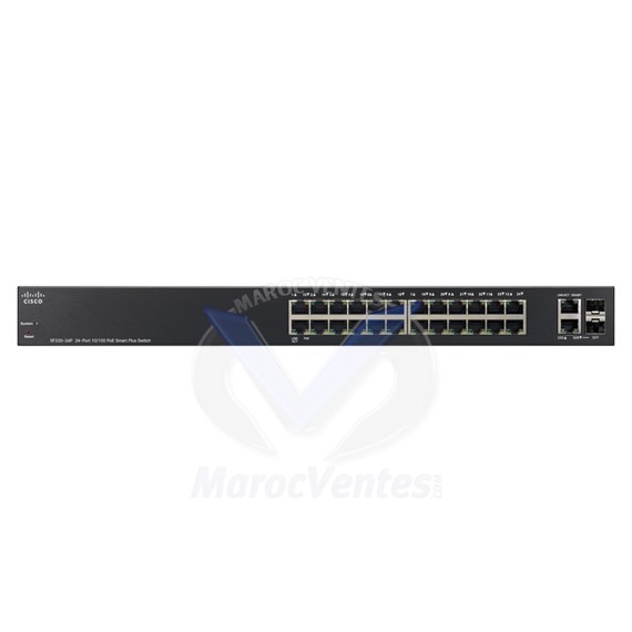 24 x 10/100 (PoE) + 2 x SFP Gigabit combiné Géré SF220-24P-K9-EU