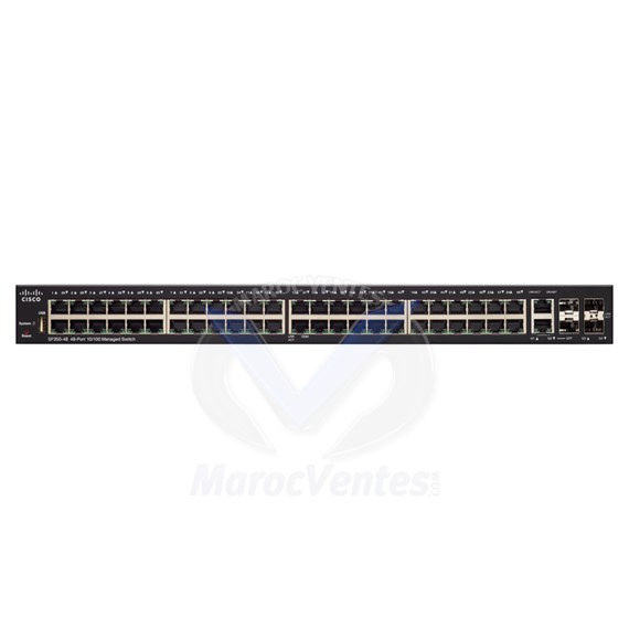 Switch 48 x 10/100 + 2 x 10/100/1000 + 2 x SFP Gigabit combiné Géré SF350-48-K9-UK